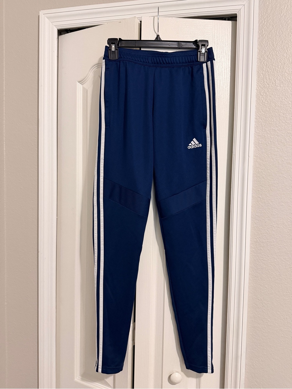 adidas Navy Blue Track Joggers with White Side Stripes